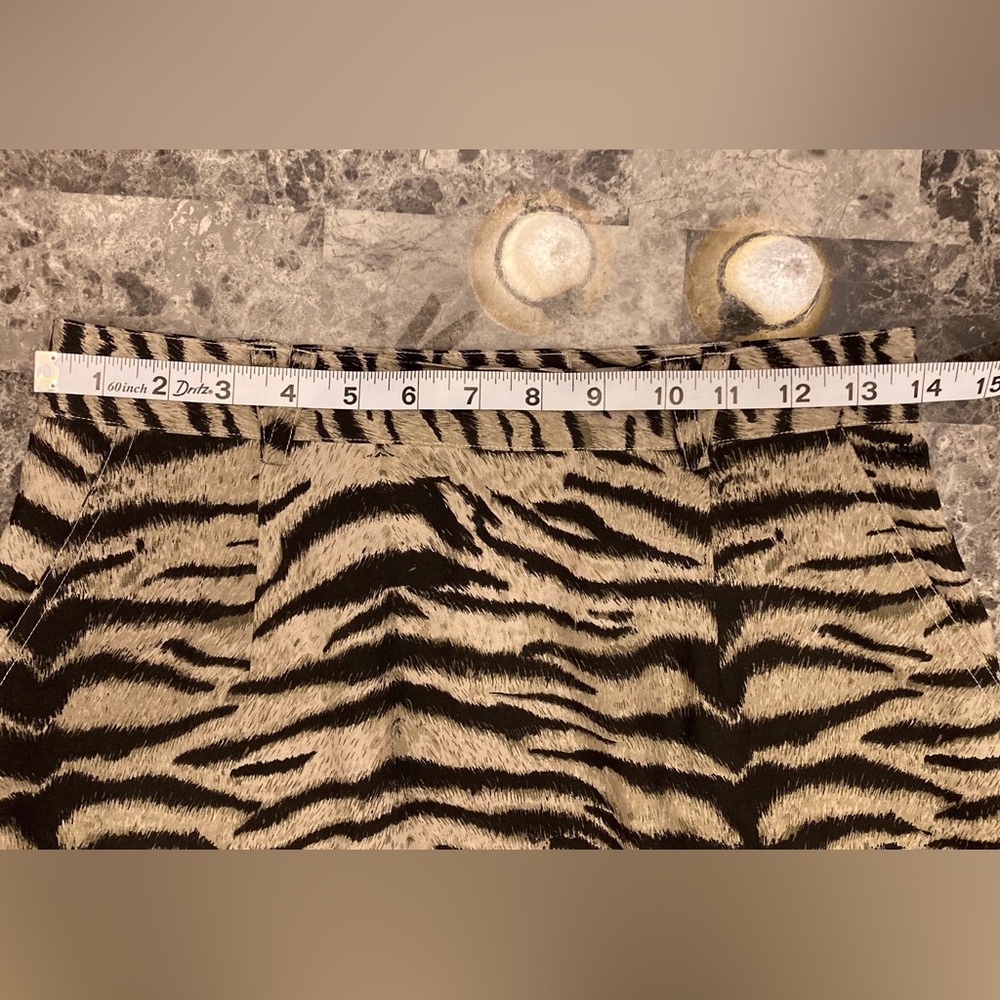 GALA 100% Silk Bold Black & Tan Safari Zebra Print Midi Skirt Womans SZ Small - Picture 9 of 15